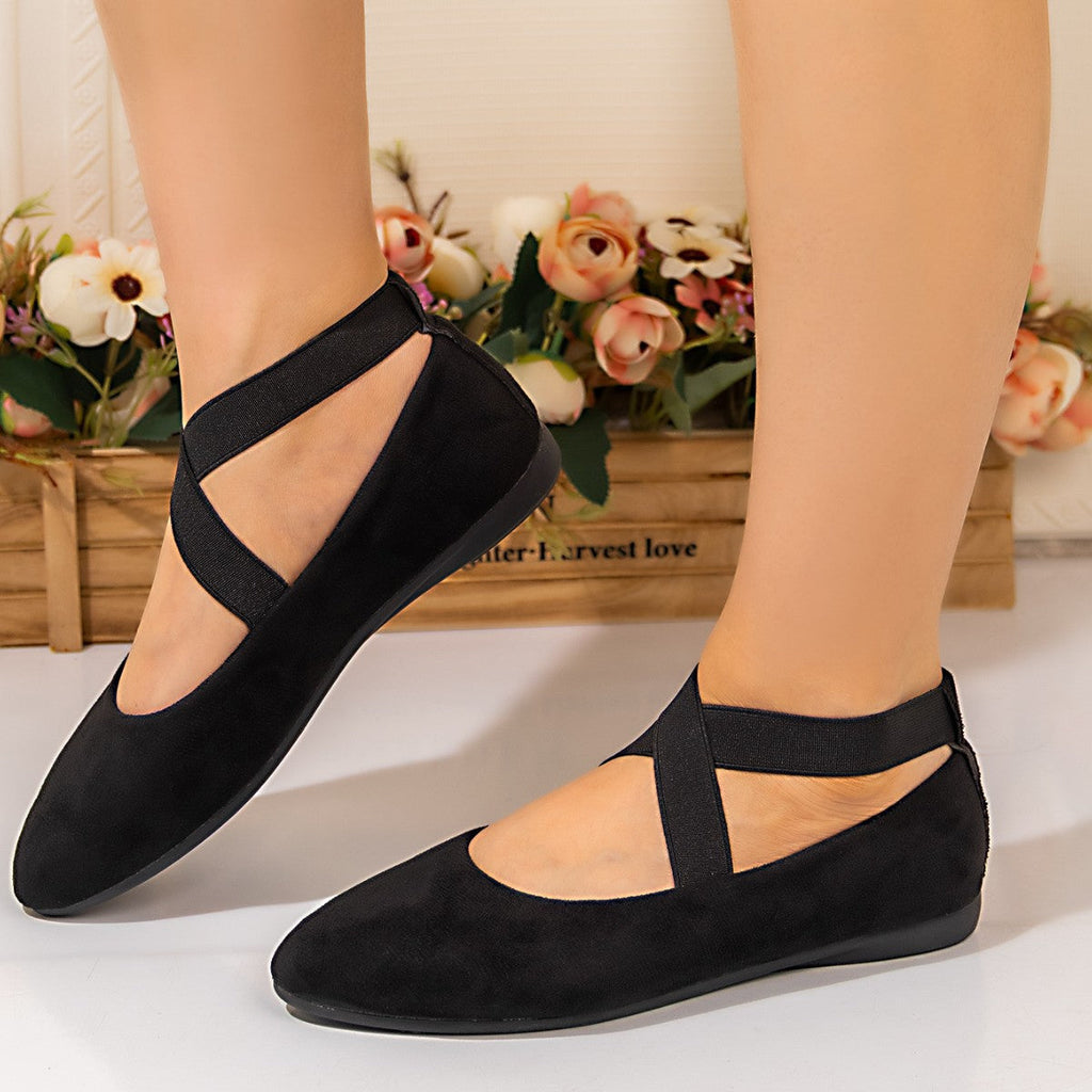 Women's Ballet Flats with Elegant Cross-Strap and Soft Lining