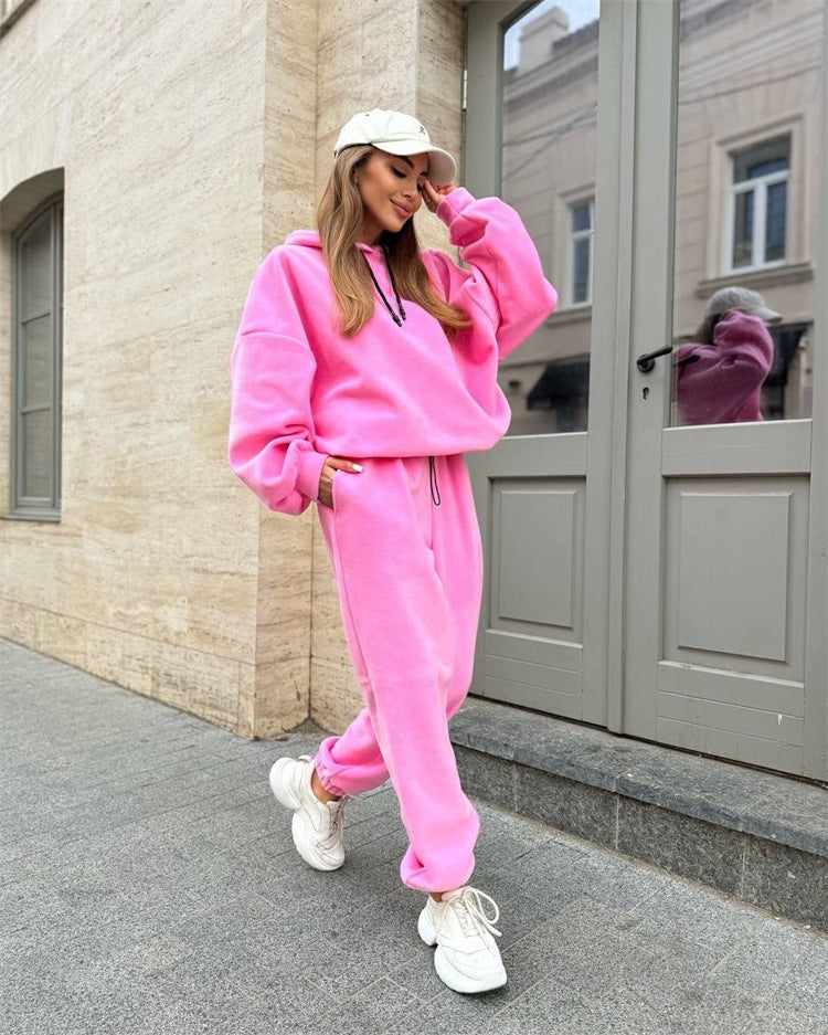 Women's Comfortable Fleece Hoodie and Jogging Pants Set