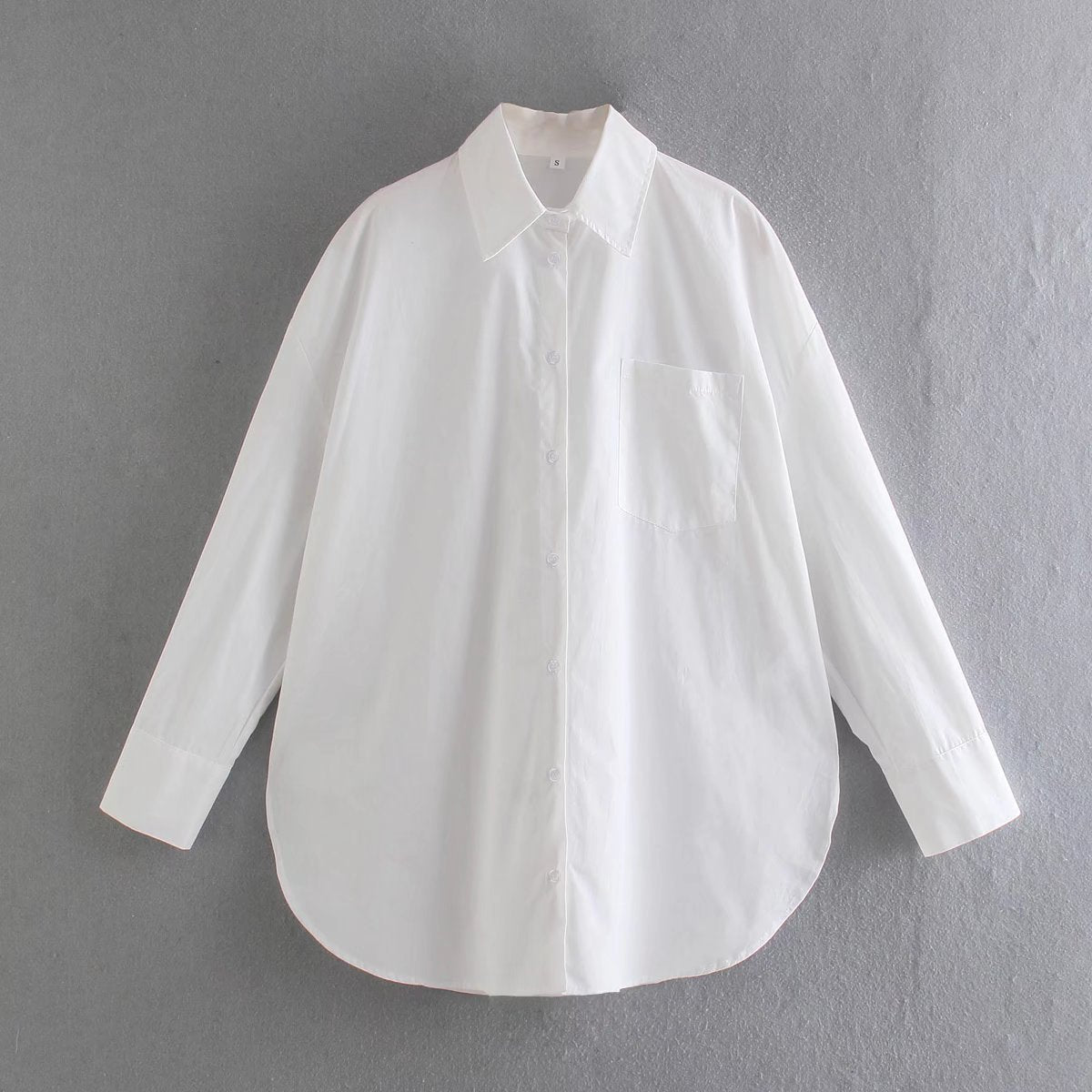 Women's Long-Sleeve Blouse with Elegant Cut and Cotton Fabric