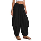 Women's Comfortable Casual Pants with Oversized Pockets and Elastic Waistband