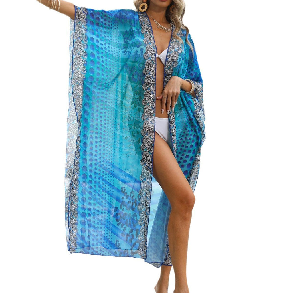 Women's Airy Beach Kimono with Elegant Pattern