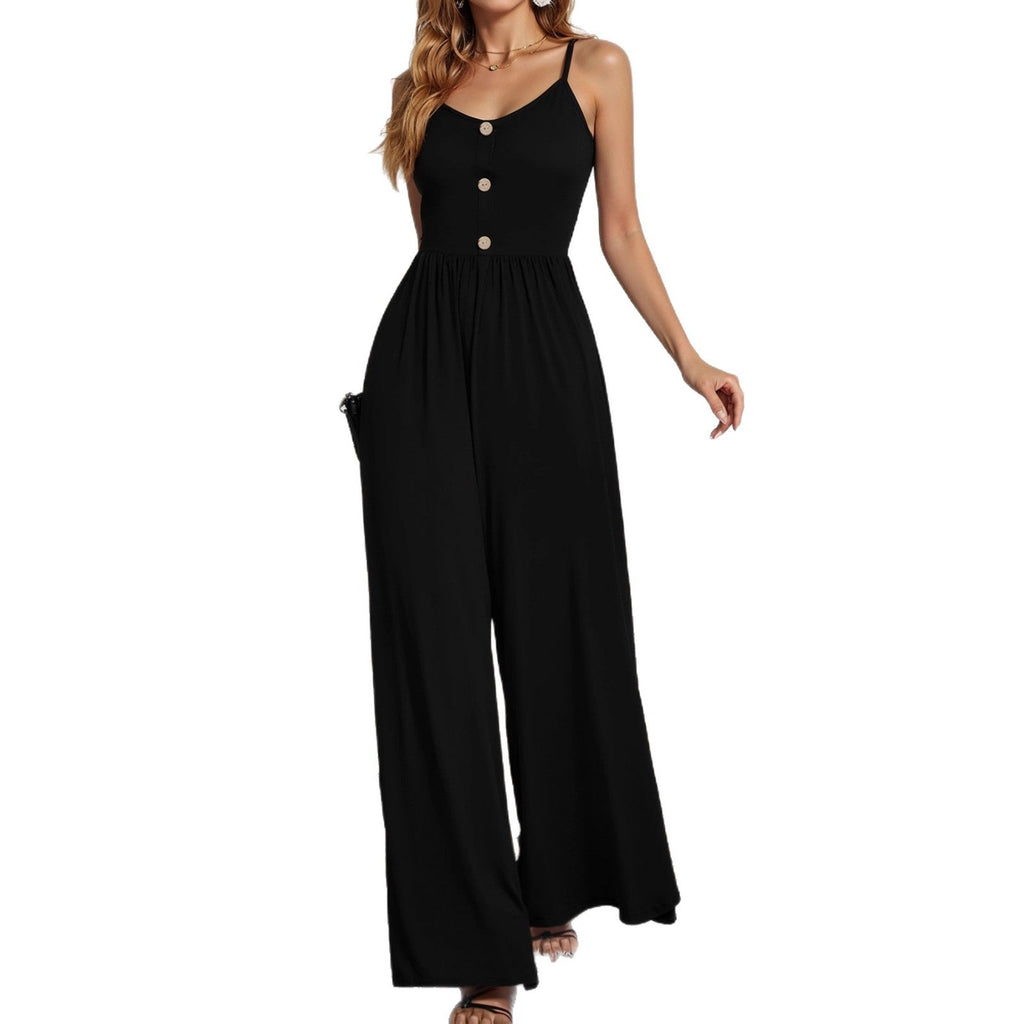 Women's Jumpsuit with Button-Up Top and Wide Leg