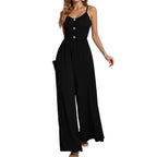 Women's Jumpsuit with Button-Up Top and Wide Leg