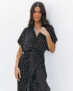 Women's Polka Dot Blouse with Tie Belt