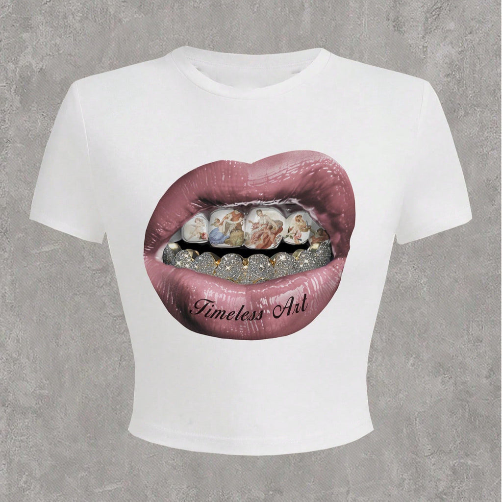 Women's Crop T-Shirt with Graphic Design