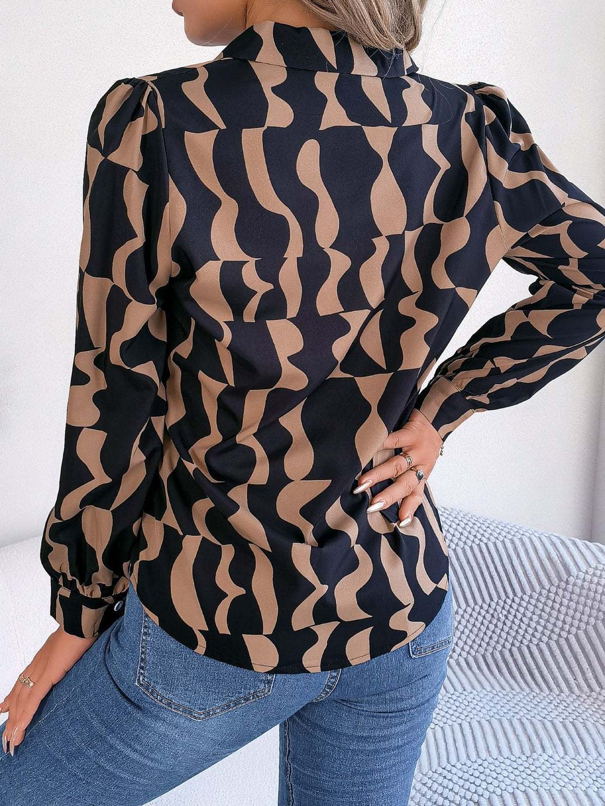 Women's Button-Down Shirt with Graphic Print