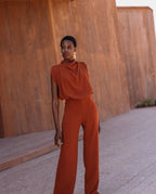 Elegant High-Neck Wide Leg Jumpsuit