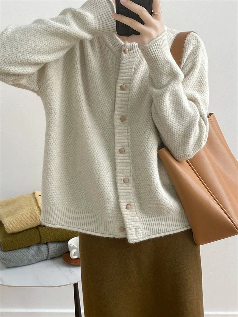 Women's Chunky Knit Cardigan with Button Closure