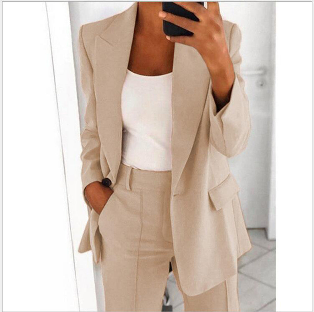 Women's Elegant and Loose Blazer Set with Wide Pants