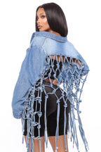 Women's Denim Jacket with Knot Detail