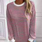 Women's Striped Long-Sleeve Sweater with Casual Fit