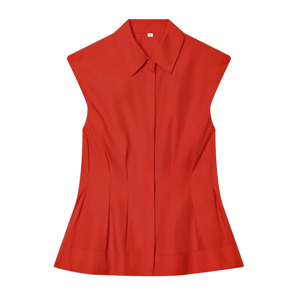 Women's Sleeveless Blouse with Tailored Fit and Collar