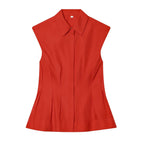 Women's Sleeveless Blouse with Tailored Fit and Collar