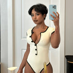 Women's Swimsuit with Button Detail and Elegant Cut
