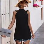 Sleeveless High-Neck Tunic Top