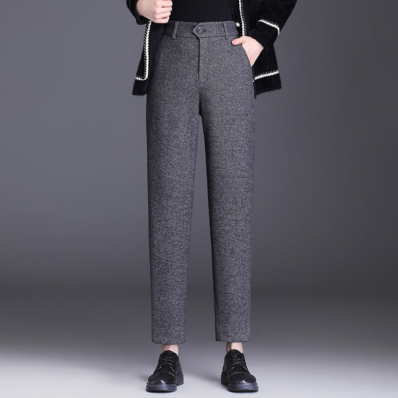 Women's Elegant High-Waist Fabric Pants