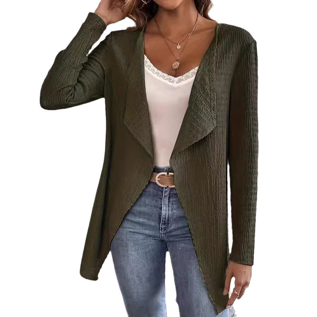 Women's Elegant Asymmetric Textured Cardigan