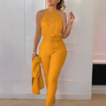 Elegant Jumpsuit with Chic Belt and Refined Cut-Out