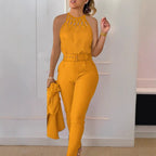 Elegant Jumpsuit with Chic Belt and Refined Cut-Out