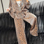 Casual Jumpsuit with Leopard Print and Wide Cut