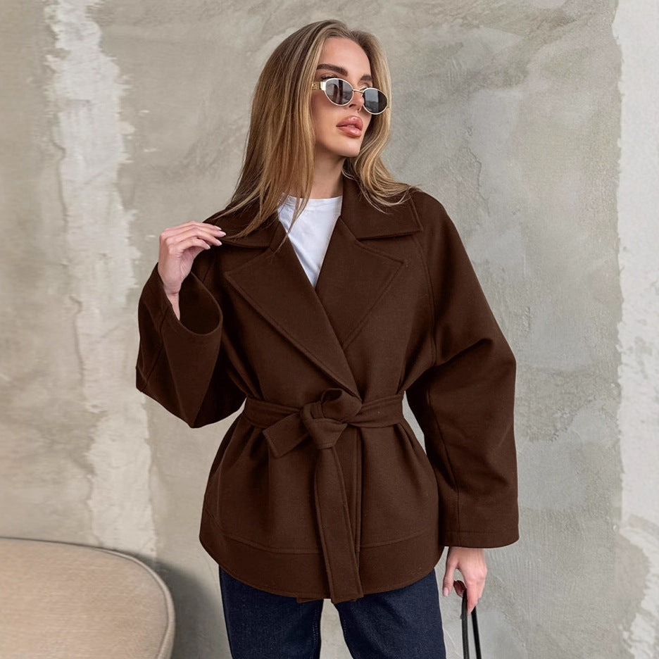 Elegant Women's Wrap Jacket with Belt and Casual Cut