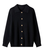 Women's Patterned Cardigan with Collar and Button Placket
