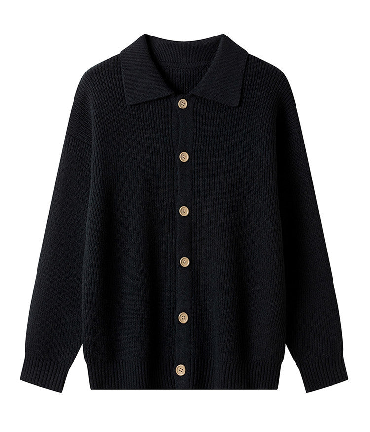 Women's Patterned Cardigan with Collar and Button Placket