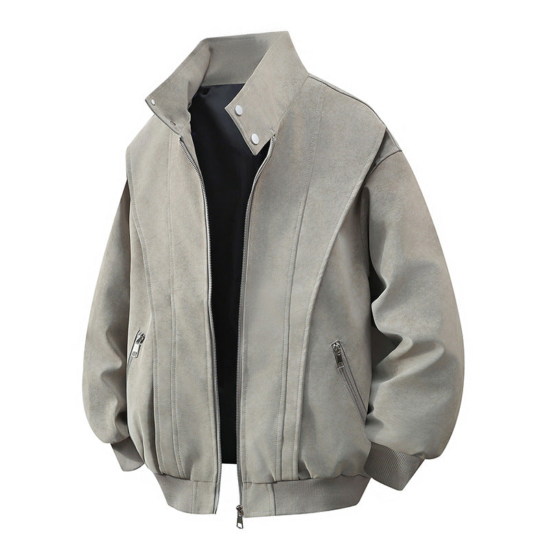Women's Designer Transitional Jacket with High Collar and Practical Zipper Pockets