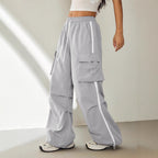 Women's Cargo Pants with Side Pockets and Elastic Waistband