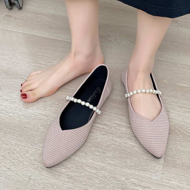 Women's Ballet Flats with Pearl Detail