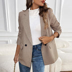 Women's Classic Plaid Blazer with Subtle Cut