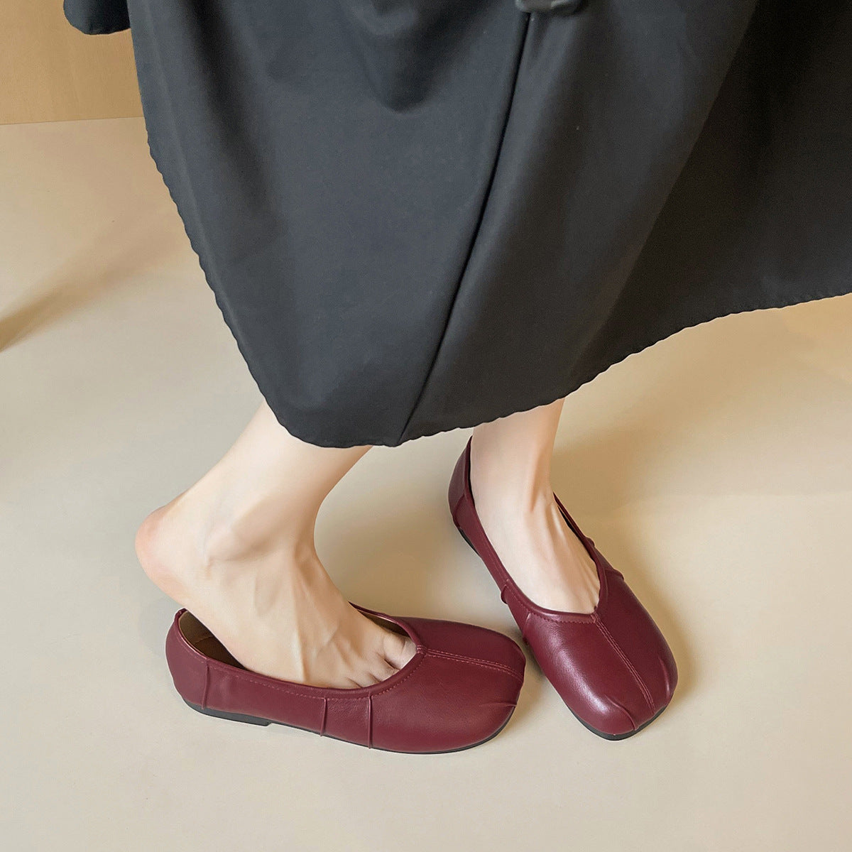 Women's Ballet Flats with Unique Pleated Design