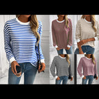Women's Striped Long-Sleeve Sweater with Casual Fit
