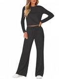 Women's Comfortable Lounge Set with Wide Cut and Long Sleeves