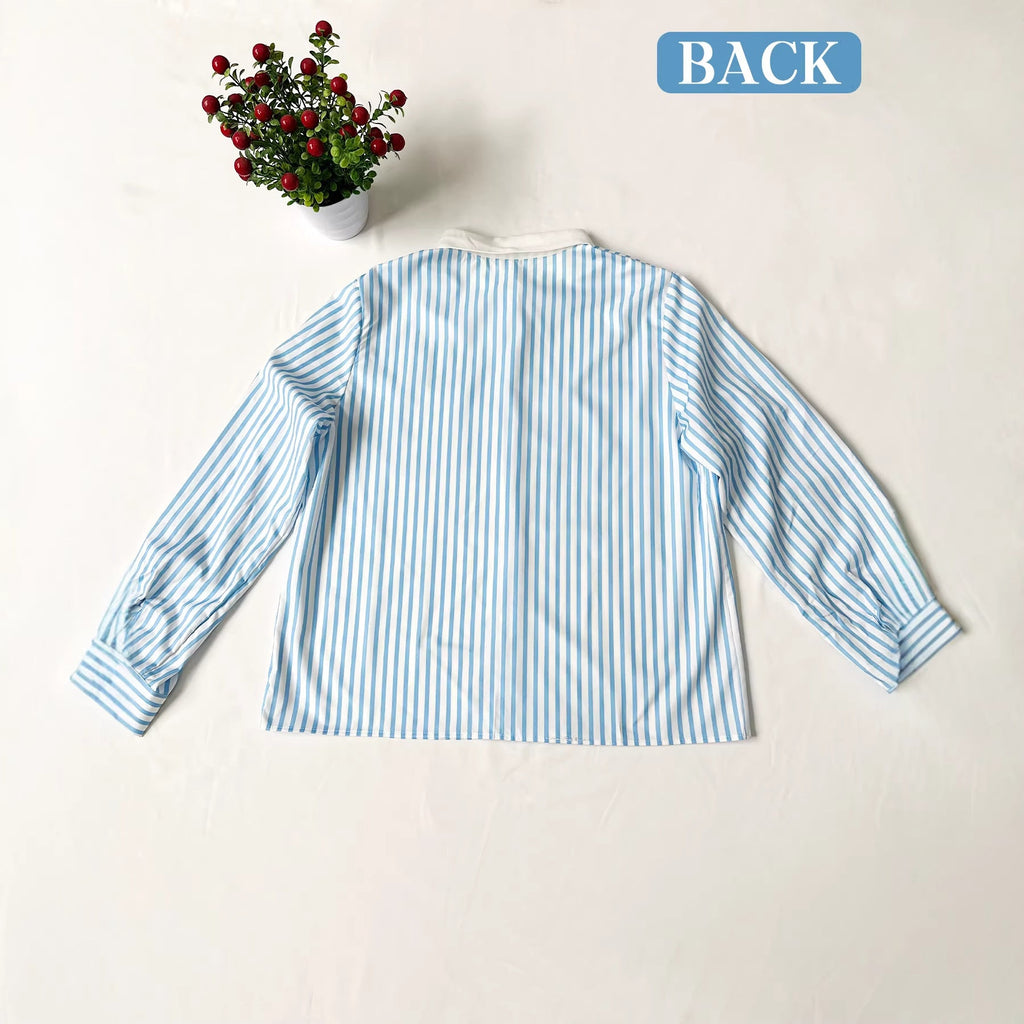 Women's Modern Long-Sleeve Shirt with Classic Collar and Plaid Pattern