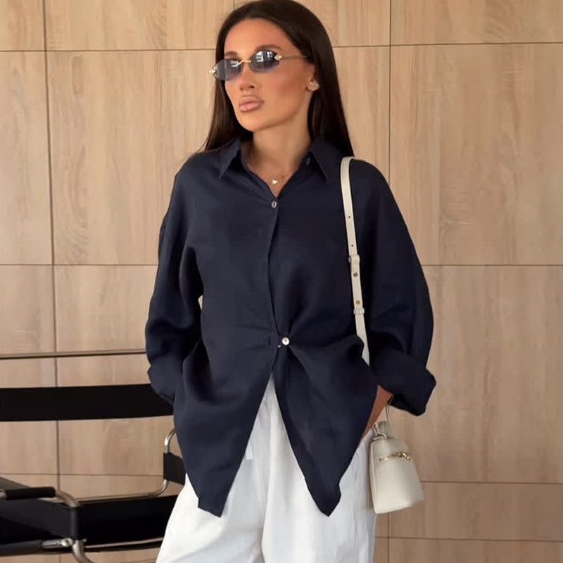 Women's Airy Shirt Blouse with Decorative Knot