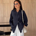 Women's Airy Shirt Blouse with Decorative Knot