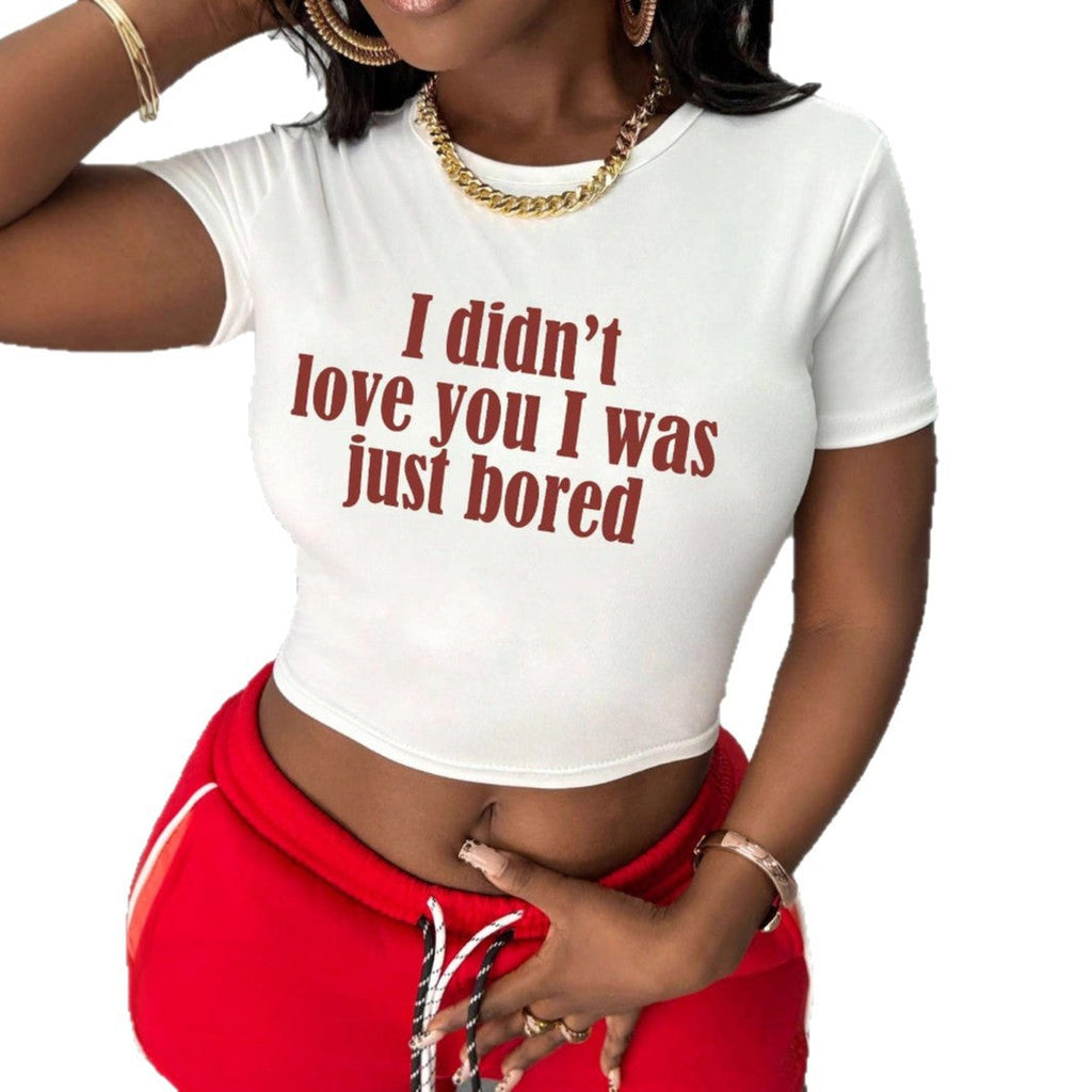 Women's Crop Shirt with Creative Statement and Fitted Cut