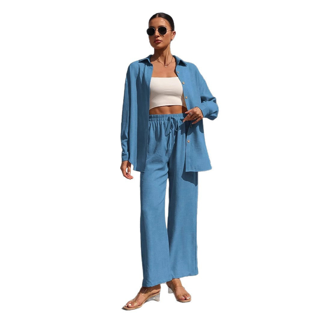 Elegant Women's Lounge Set in Lightweight Fabric with Wide Cut