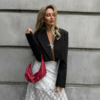 Women's Cropped Blazer in Classic Striped Pattern