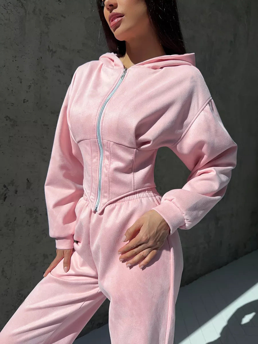 Women's Casual Utility Jumpsuit with High Collar and Zipper