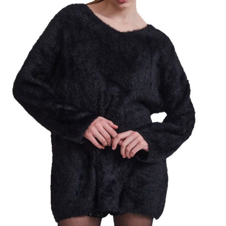 Women's Fluffy V-Neck Sweater