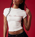 Women's Crop T-Shirt with Elegant Lettering