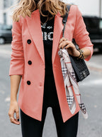 Women's Elegant Tailored Blazer with Double-Breasted Button Closure