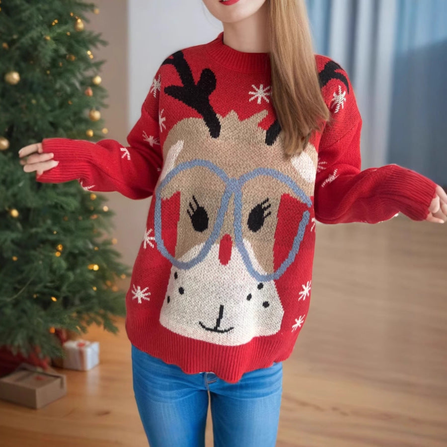 Women's Festive Reindeer Print Sweater