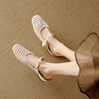 Women's Ballet Flats with Elegant Mesh Design and Stylish Strap
