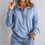 Women's Long-Sleeve Blouse with Button-Down Collar