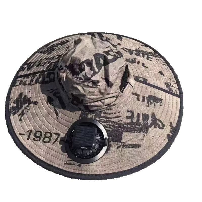 Ventilated outdoor fishing hat with two rechargeable fans