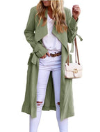 Women's Flowy Trench Coat with Tie Belt and Large Lapel