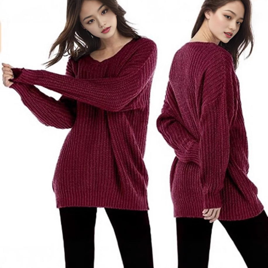 Women's Chunky Knit Sweater with Wide Cut and Casual Comfort